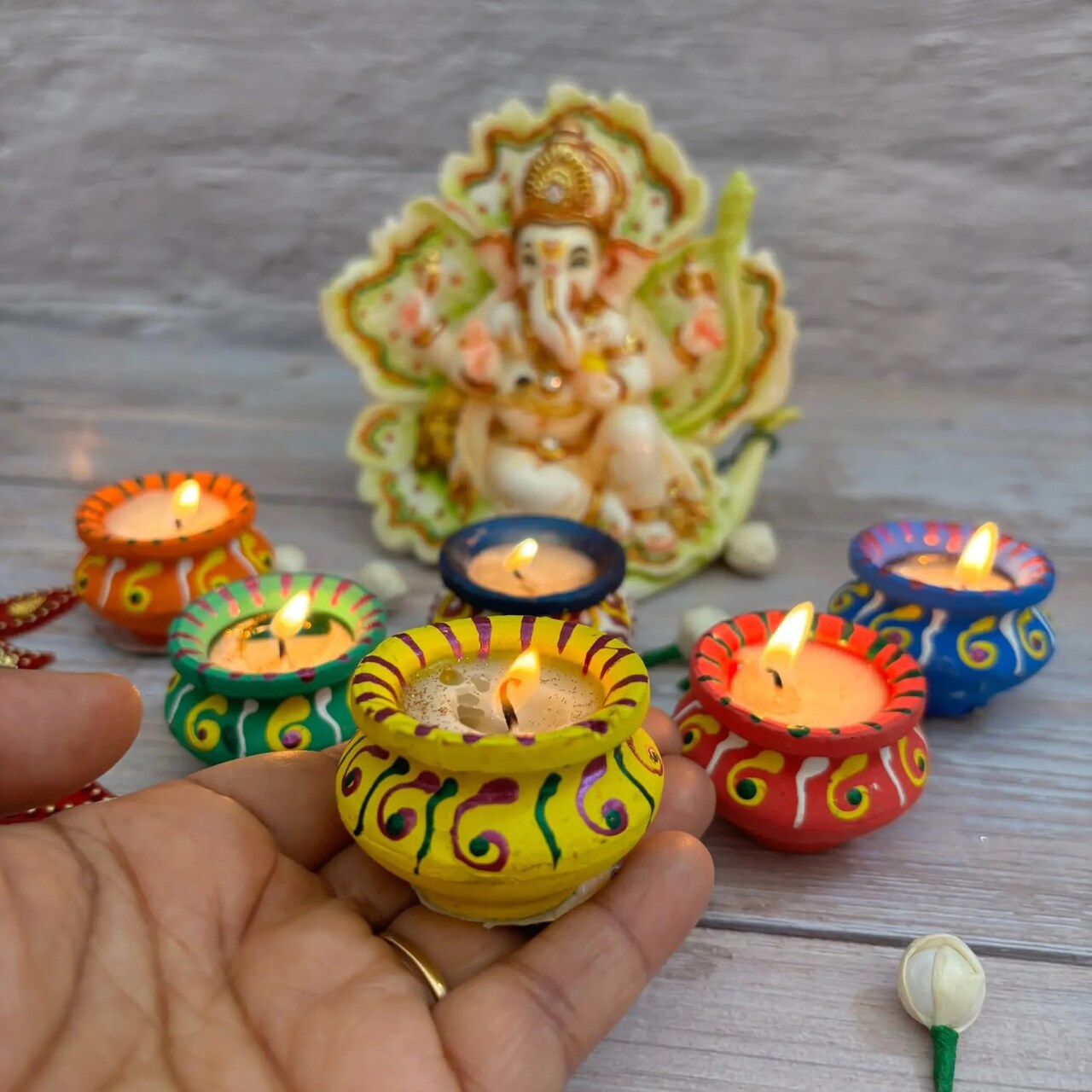 Matki Clay Diya Wax Filled Handmade Traditional Diyas for Diwali Pooja Vilakku Oil Lamp Tealight Deepawali Decoration Indian Gift Items Home Temple Decor